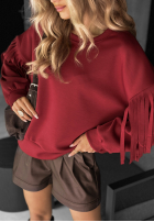 Sweatshirt z frędzlami Nothing To Add Burgunderrot