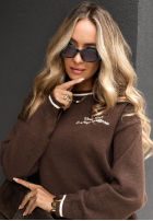 Pullover z napisami Midnight Running Club Schokoladenbraun