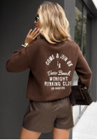 Pullover z napisami Midnight Running Club Schokoladenbraun