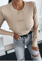 Wiskozowa prążkowana Bluse Icon Beige