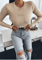 Wiskozowa prążkowana Bluse Icon Beige