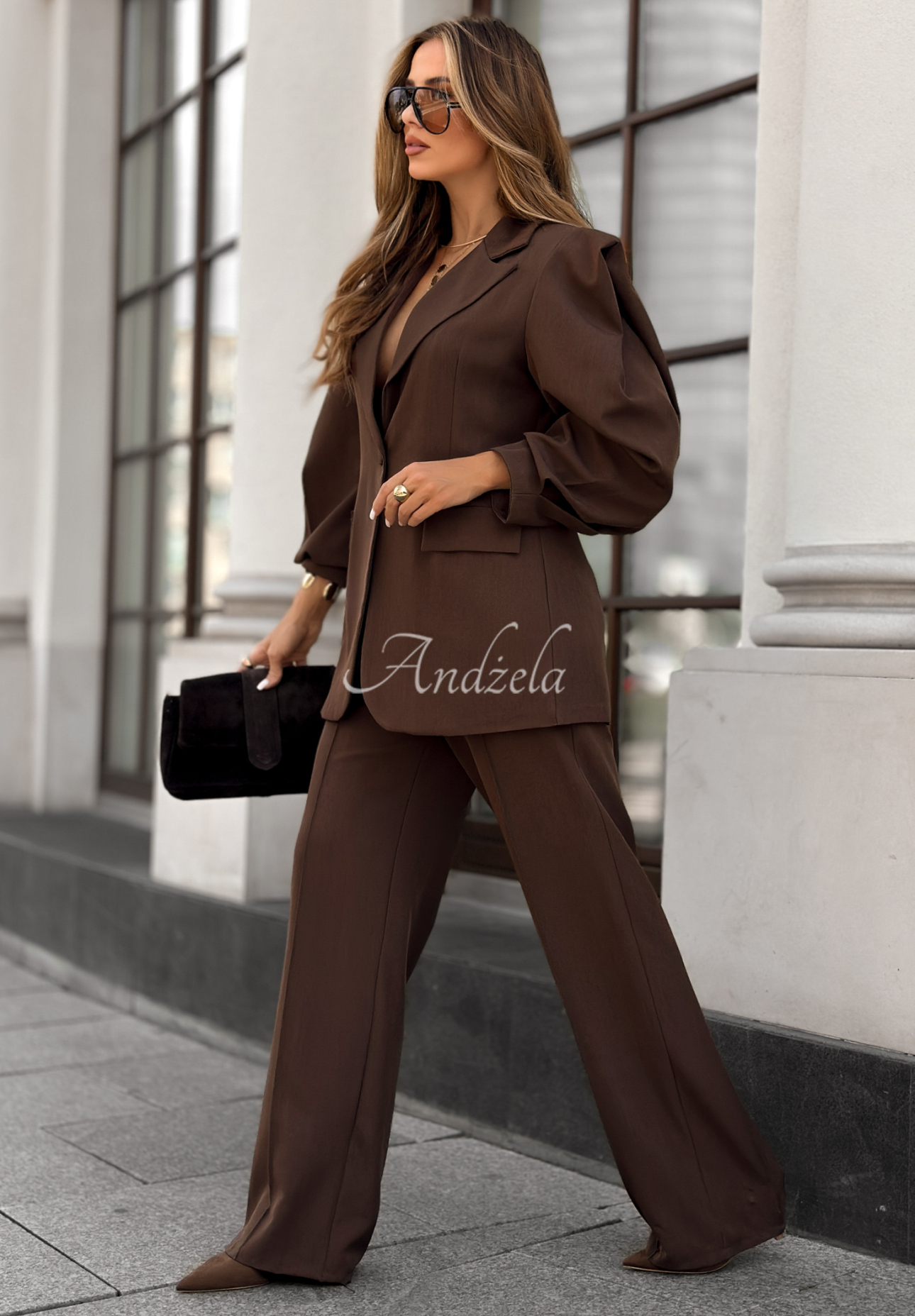 Set aus Blazer und Hose Too Late To Ask Schokoladenbraun