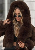 Krótka Jacke z futerkiem Timber Pines Schokoladenbraun