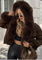 Krótka Jacke z futerkiem Timber Pines Schokoladenbraun