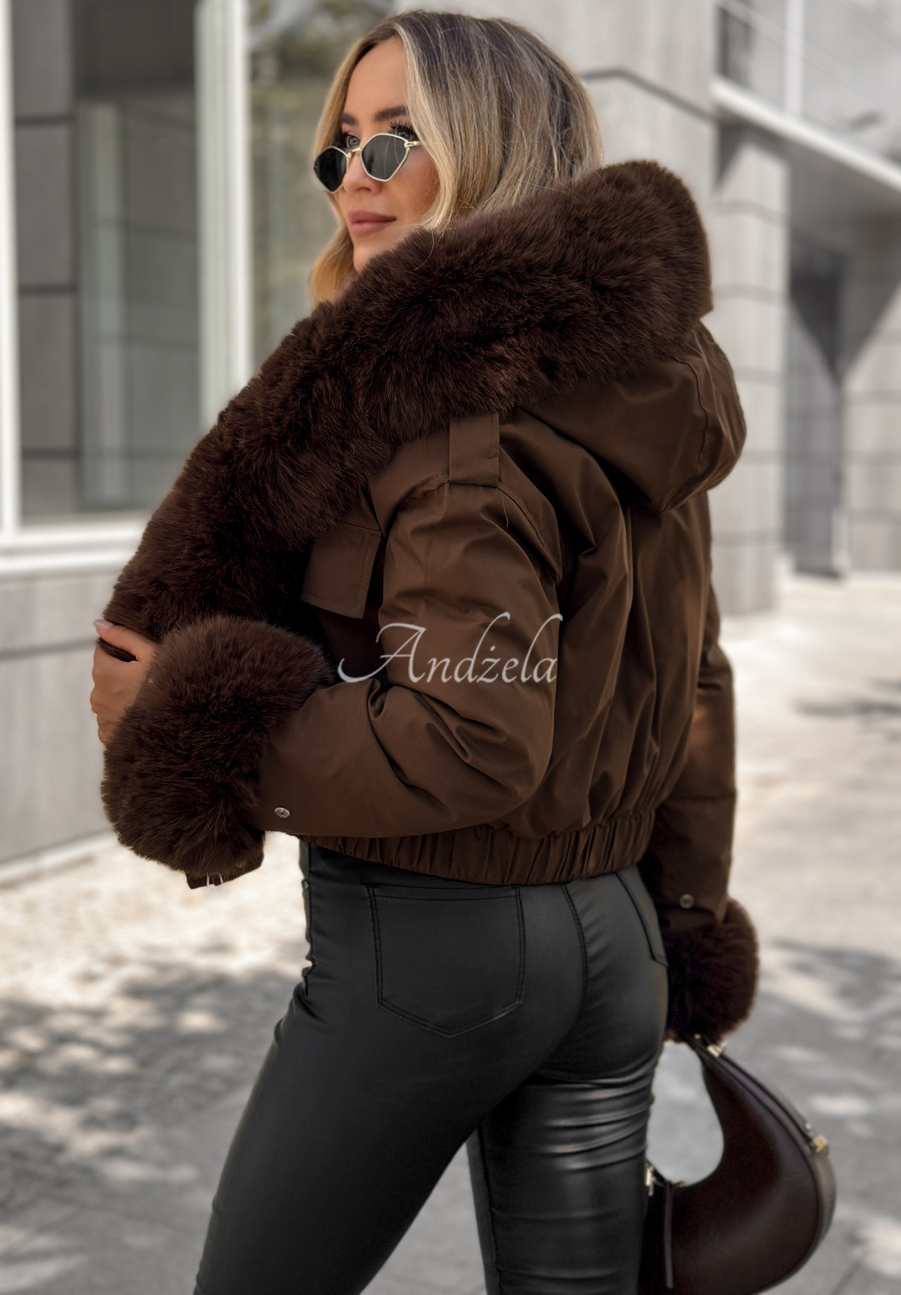 Kurze Jacke mit Fell Timber Pines Schokoladenbraun