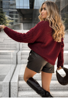 Ozdobnie pleciony Cardigan Chesterton Burgunderrot