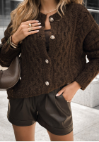 Ozdobnie pleciony kardigan Chesterton czekoladowy