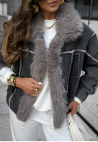 Jeans Jacke z futerkiem Cedar Hill Grau