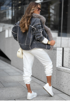 Jeans Jacke z futerkiem Cedar Hill Grau