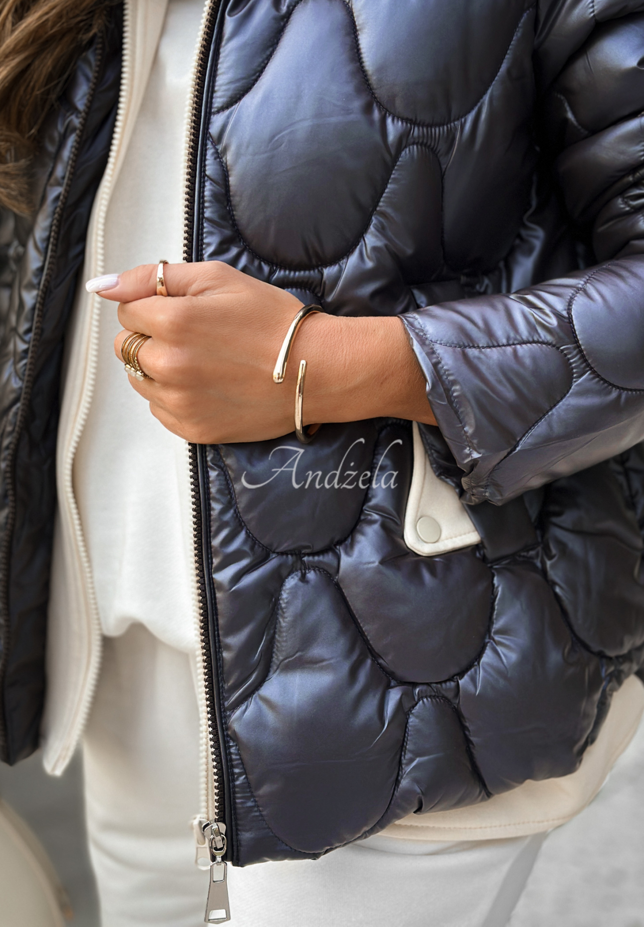 Steppjacke mit Kapuze Another Day holo Graphite