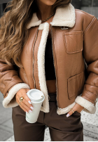 Krótka skórzana Jacke z kożuszkiem Austins Mill Camel