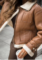 Krótka skórzana Jacke z kożuszkiem Austins Mill Camel
