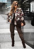 Pikowana Jacke w kwiaty Nothing Certain czekoladowo-Weiß