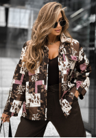Pikowana Jacke w kwiaty Nothing Certain czekoladowo-Weiß