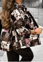 Pikowana Jacke w kwiaty Nothing Certain czekoladowo-Weiß