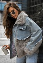 Jeans Jacke z futerkiem Next Question szaro-Blau
