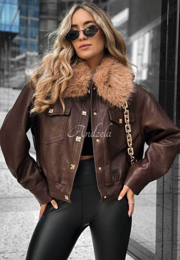 Akris Kurze Lederjacke Braun Leather Jacket Kurz Lederjacke Kurze