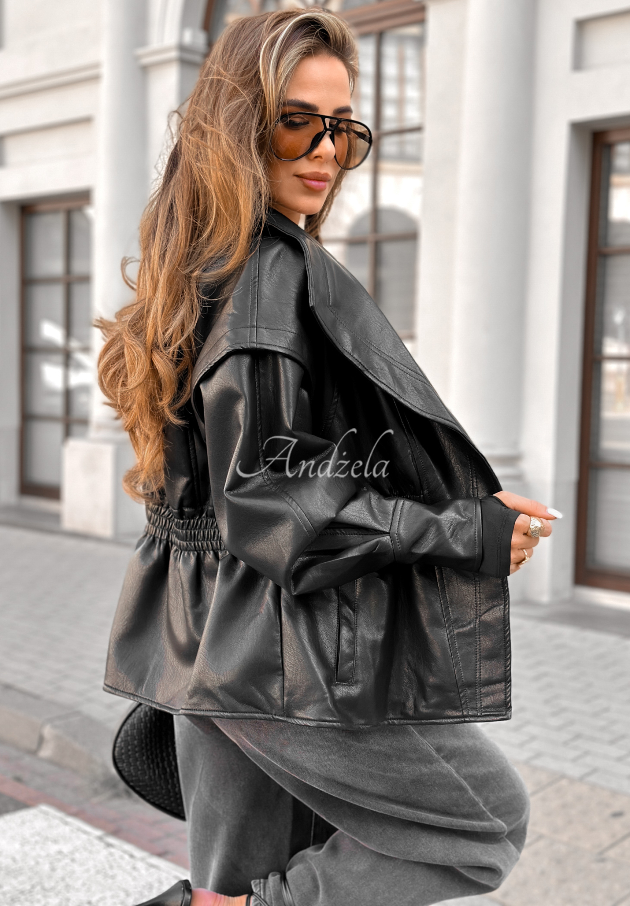 Lederjacke mit Kragen Live Fully Schwarz