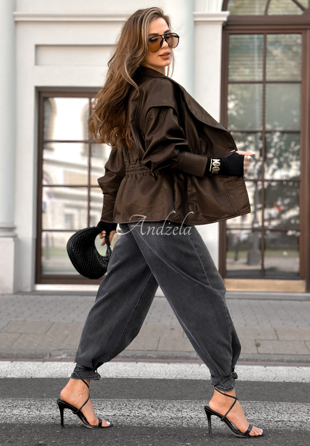 Lederjacke mit Kragen Live Fully Schokoladenbraun