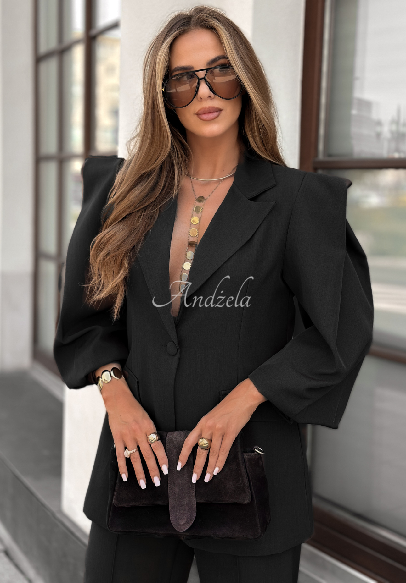Set aus Blazer und Hose Too Late To Ask Schwarz