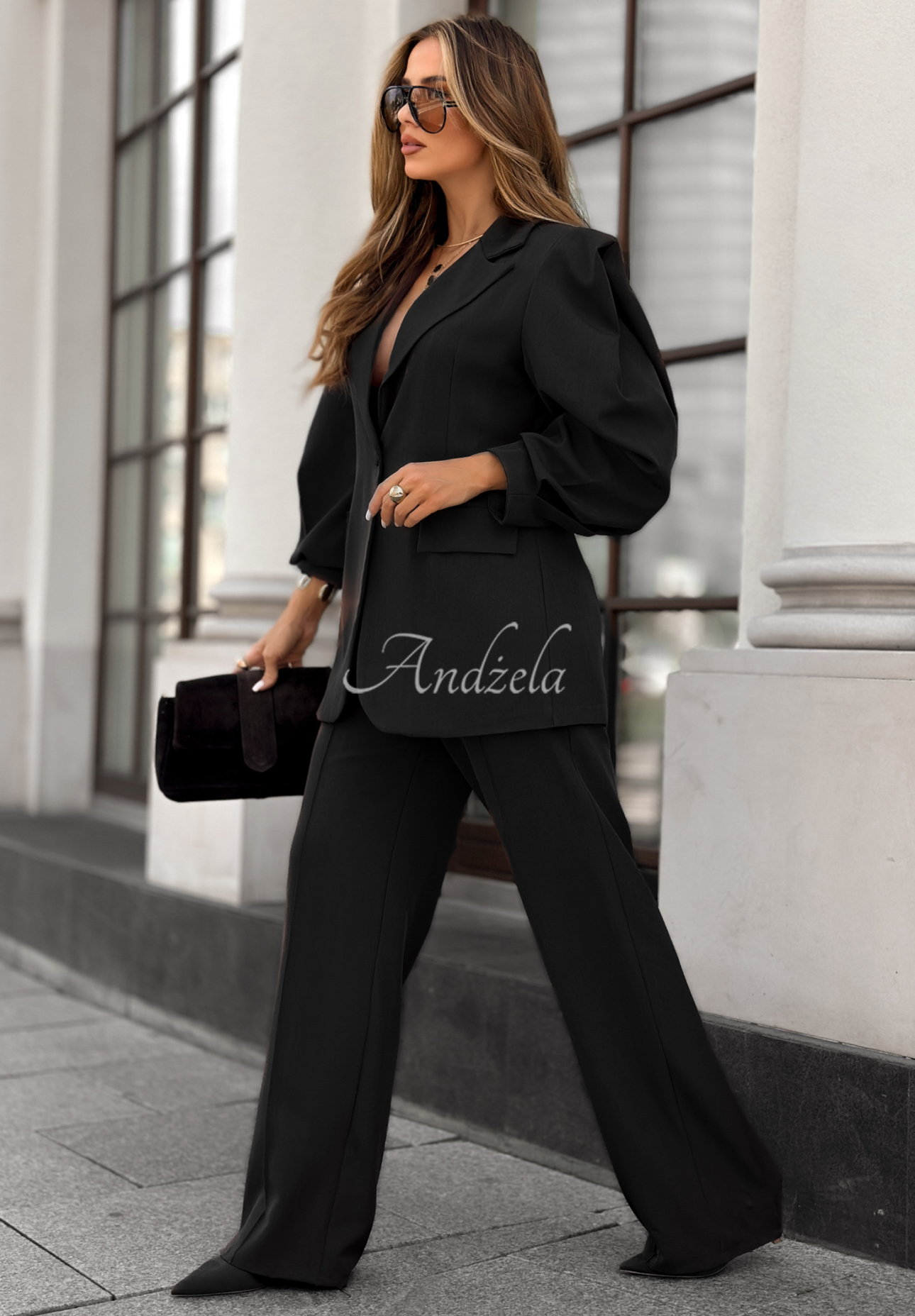Set aus Blazer und Hose Too Late To Ask Schwarz