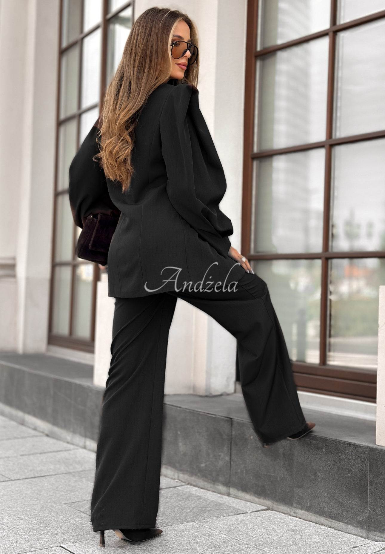 Set aus Blazer und Hose Too Late To Ask Schwarz
