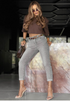 Hose Jeans mom fit z paskiem Still The Same Dunkelgrau