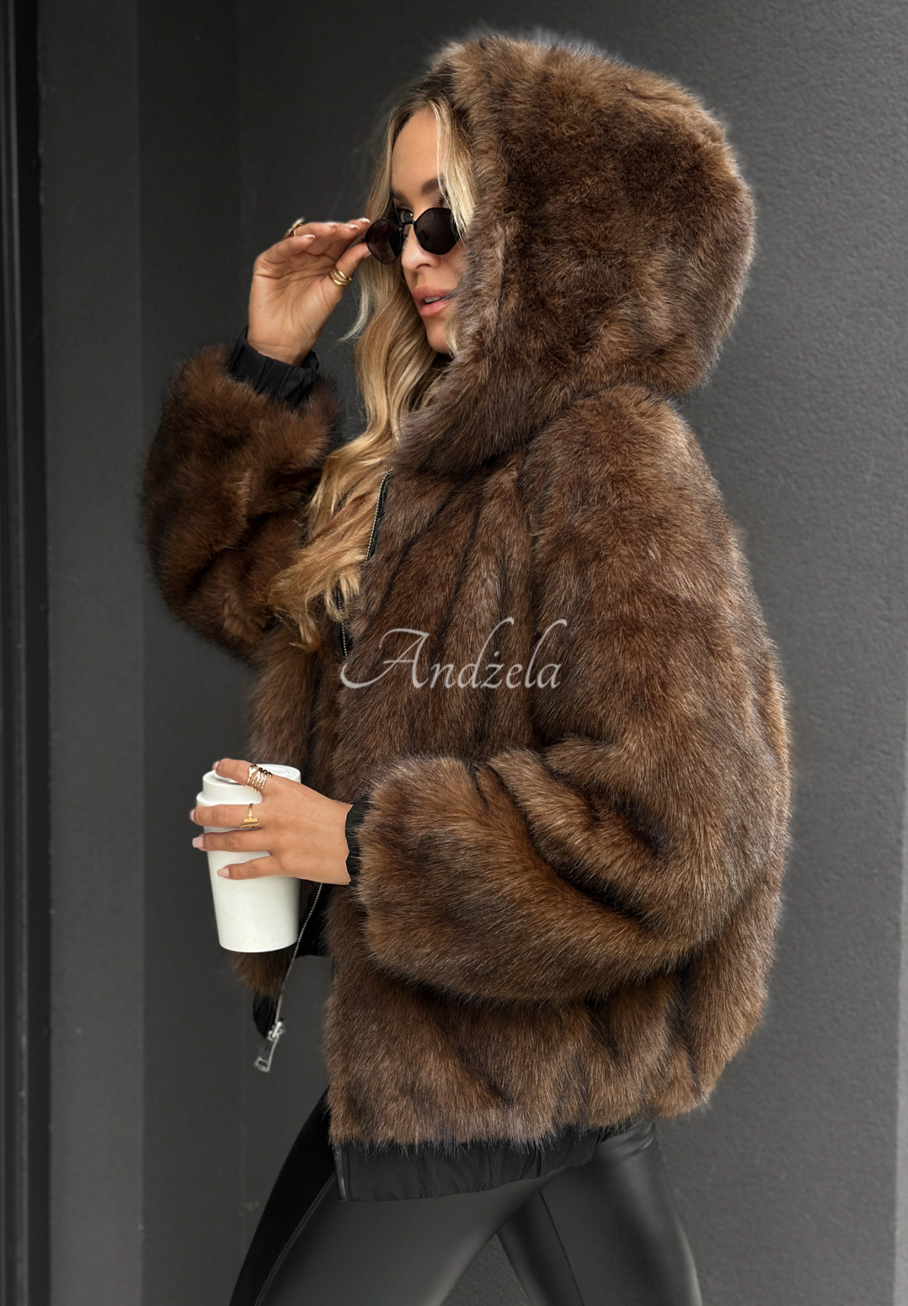 Wendbare Pelzjacke mit Kapuze Chilly Air Schwarz