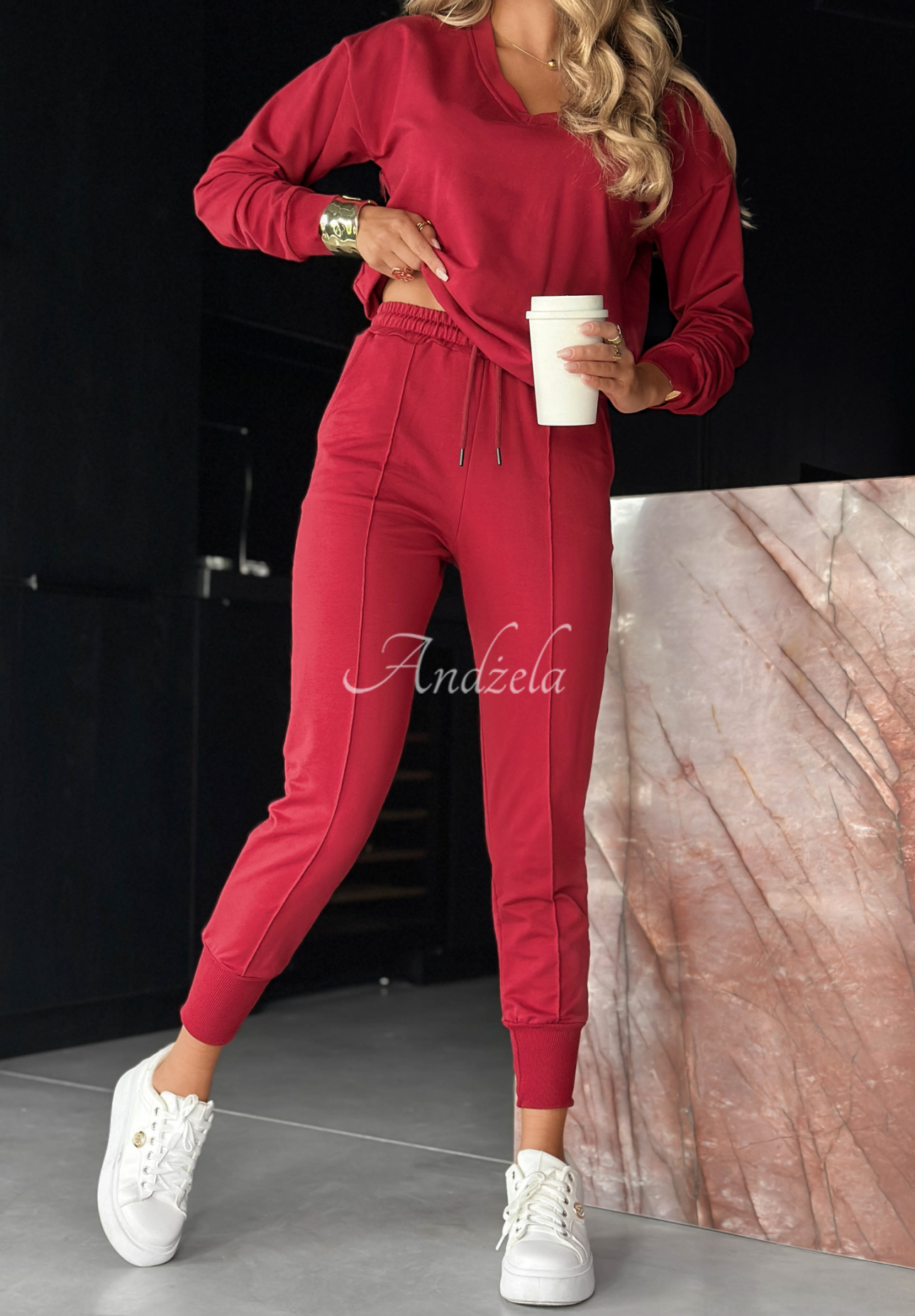 In My Head sweatshirt and pants set burgundy