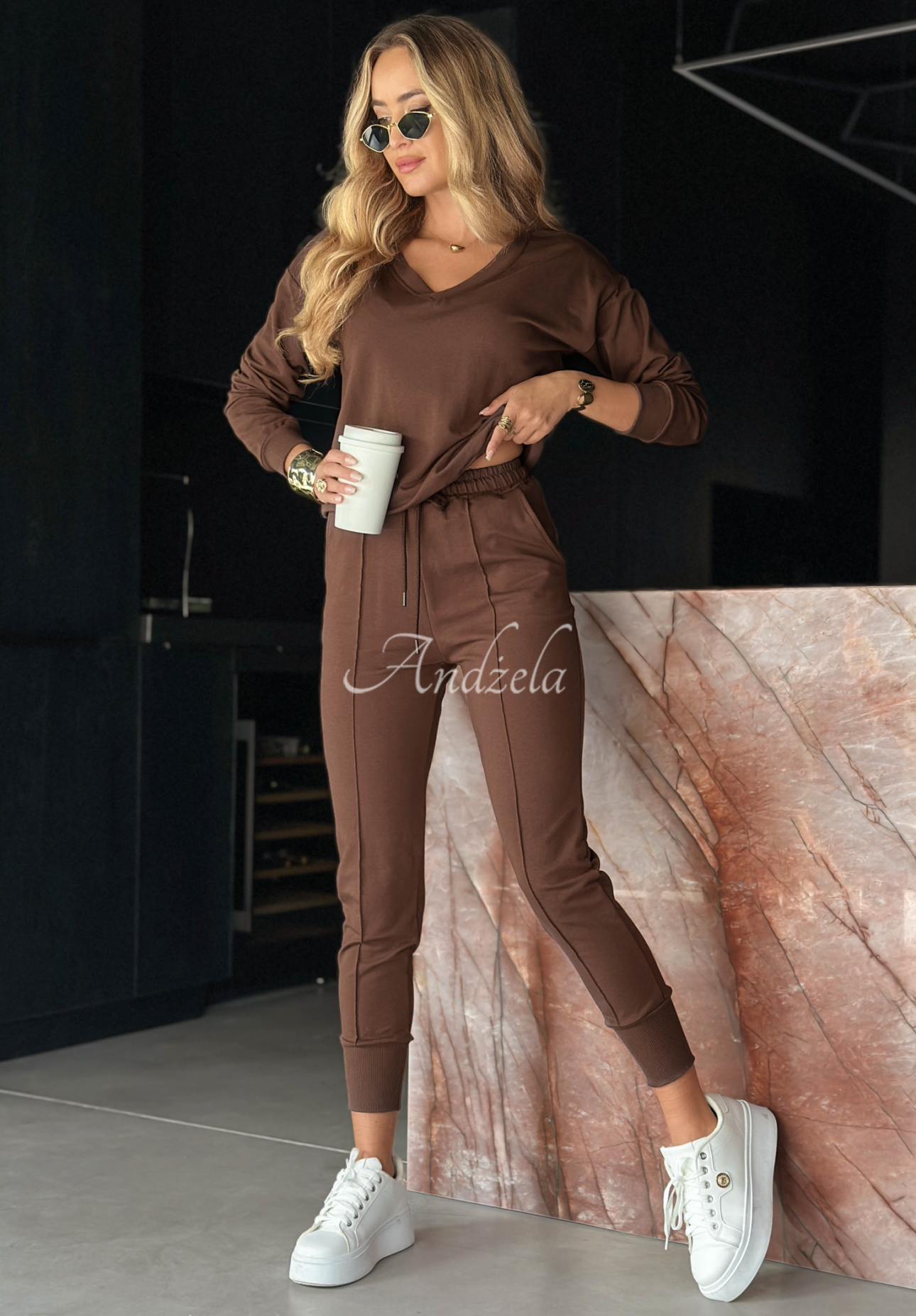Trainingsanzug-Set: Sweatshirt und Hose In My Head Schokoladenbraun