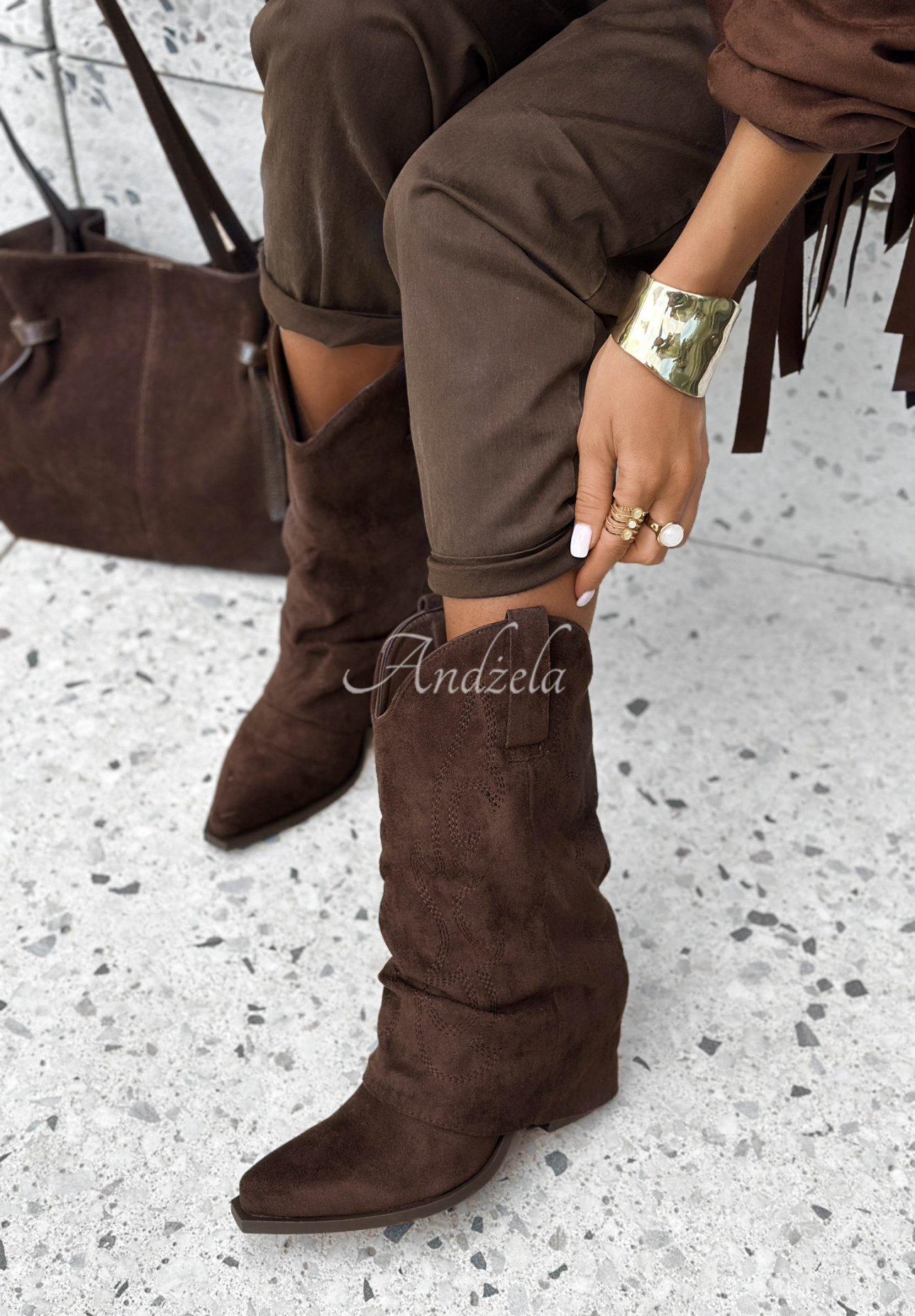 Cowboystiefel aus Wildleder Missisipi Alabama Schokoladenbraun