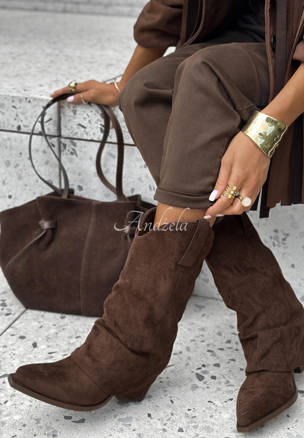 Cowboystiefel aus Wildleder Missisipi Alabama Schokoladenbraun