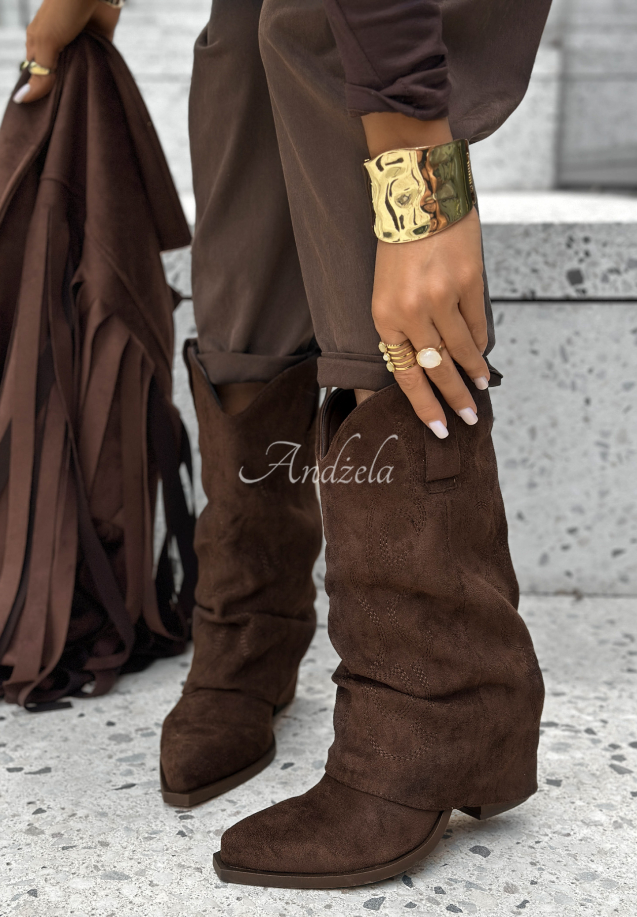 Cowboystiefel aus Wildleder Missisipi Alabama Schokoladenbraun