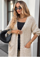 Długi Cardigan New Jersey Beige