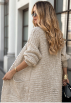 Długi Cardigan New Jersey Beige