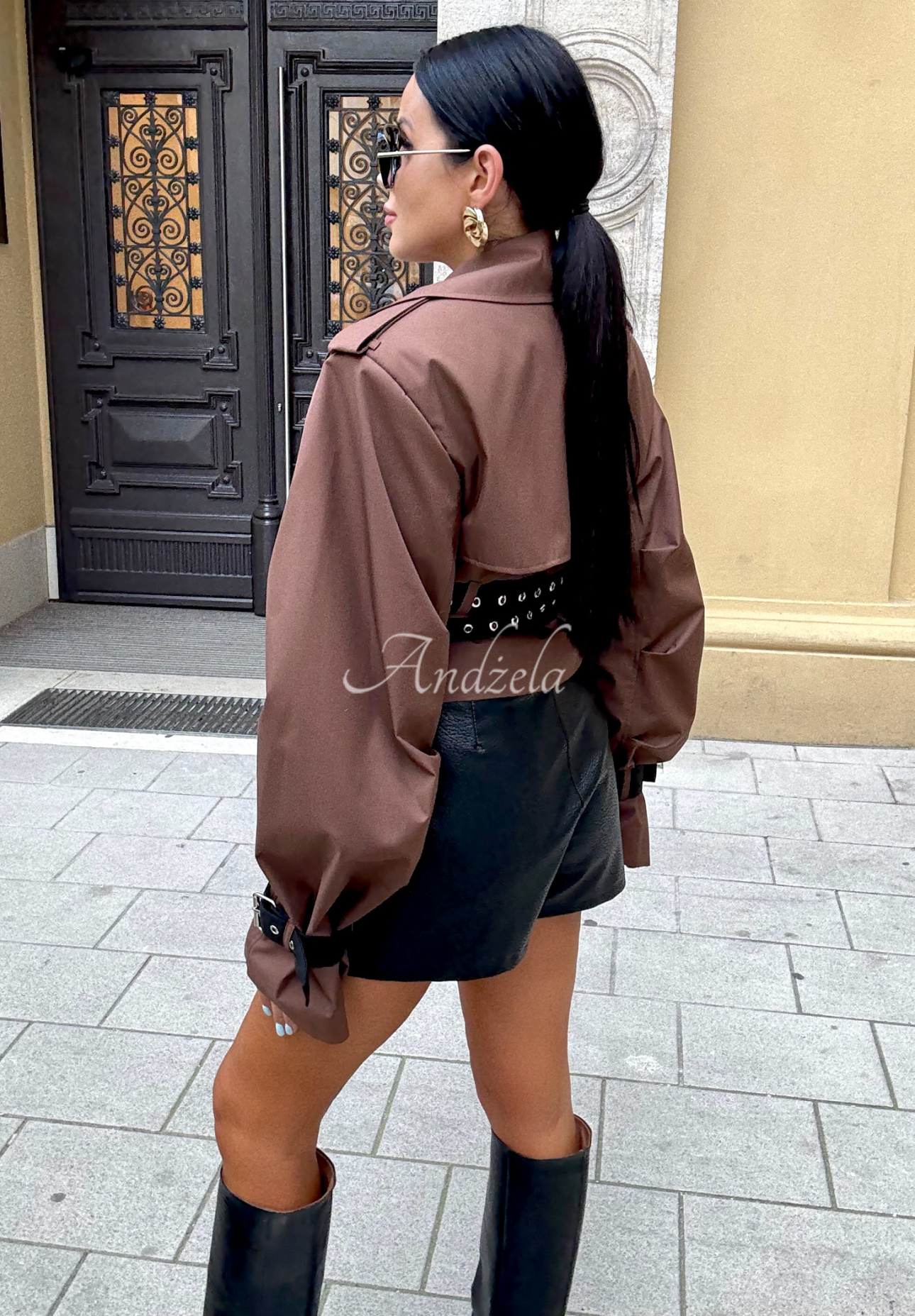 La Milla Wait What Now chocolate short trench coat