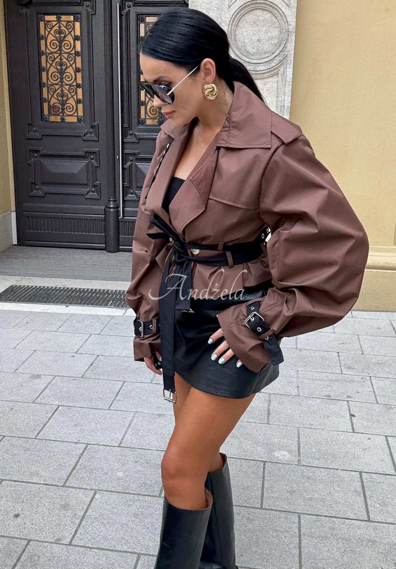 Kurzer Trenchcoat La Milla Wait What Now Schokoladenbraun