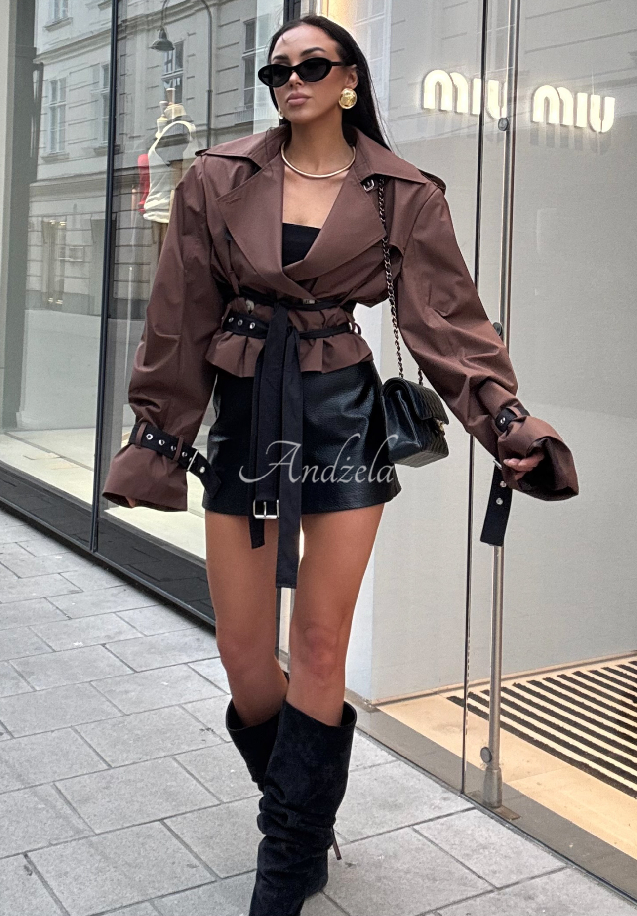 Kurzer Trenchcoat La Milla Wait What Now Schokoladenbraun