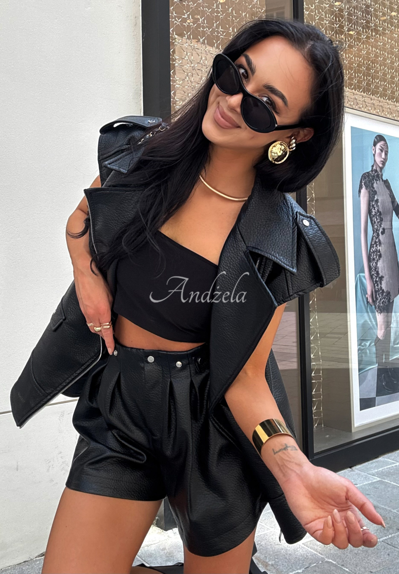 Kurze Shorts aus Kunstleder La Milla Back To Me Schwarz