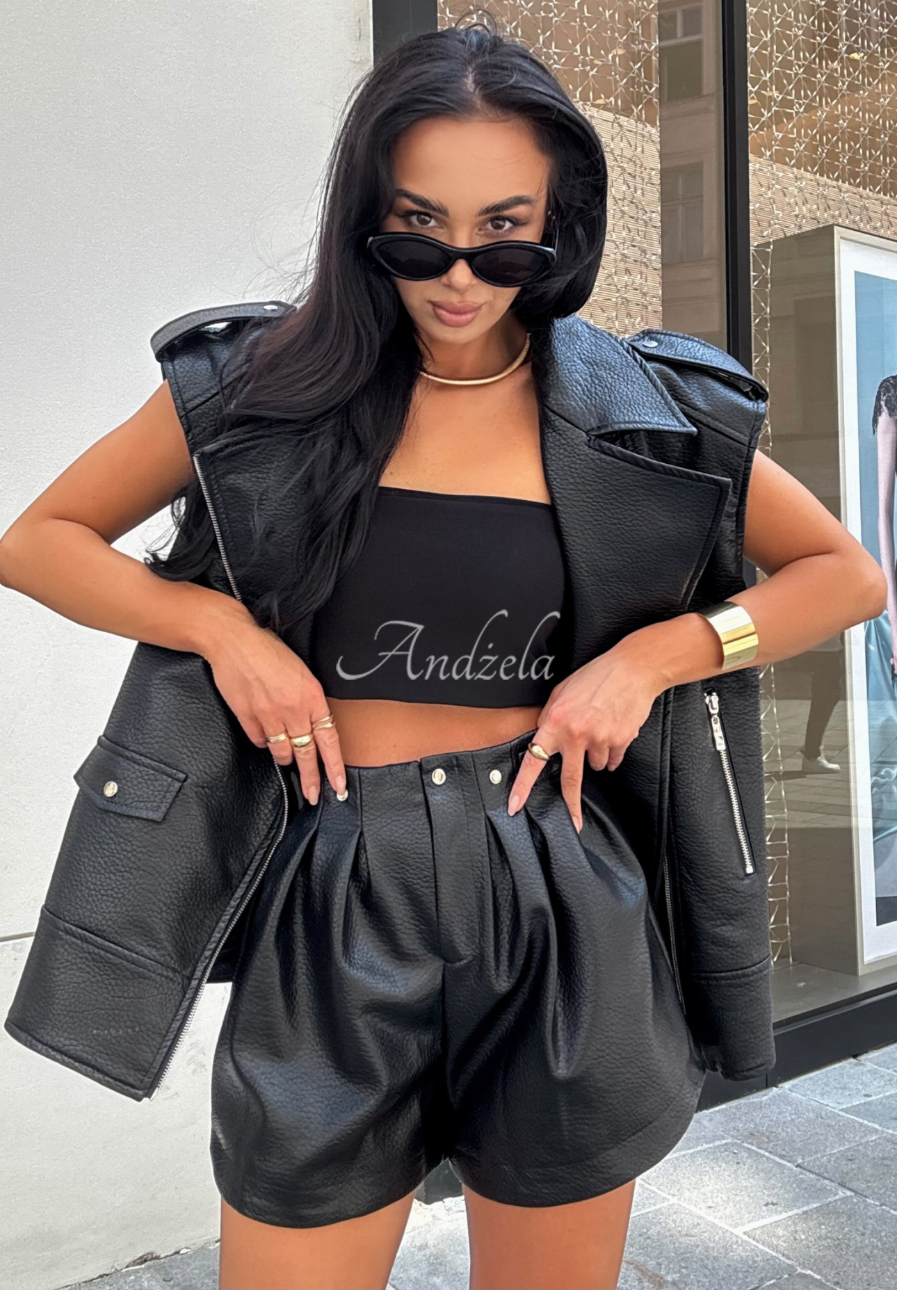 Kurze Shorts aus Kunstleder La Milla Back To Me Schwarz
