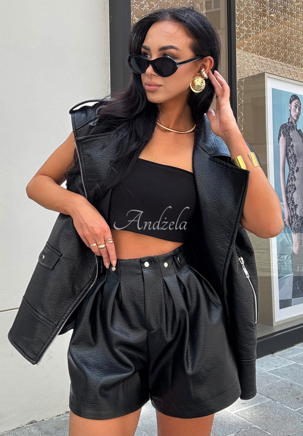 Kurze Shorts aus Kunstleder La Milla Back To Me Schwarz