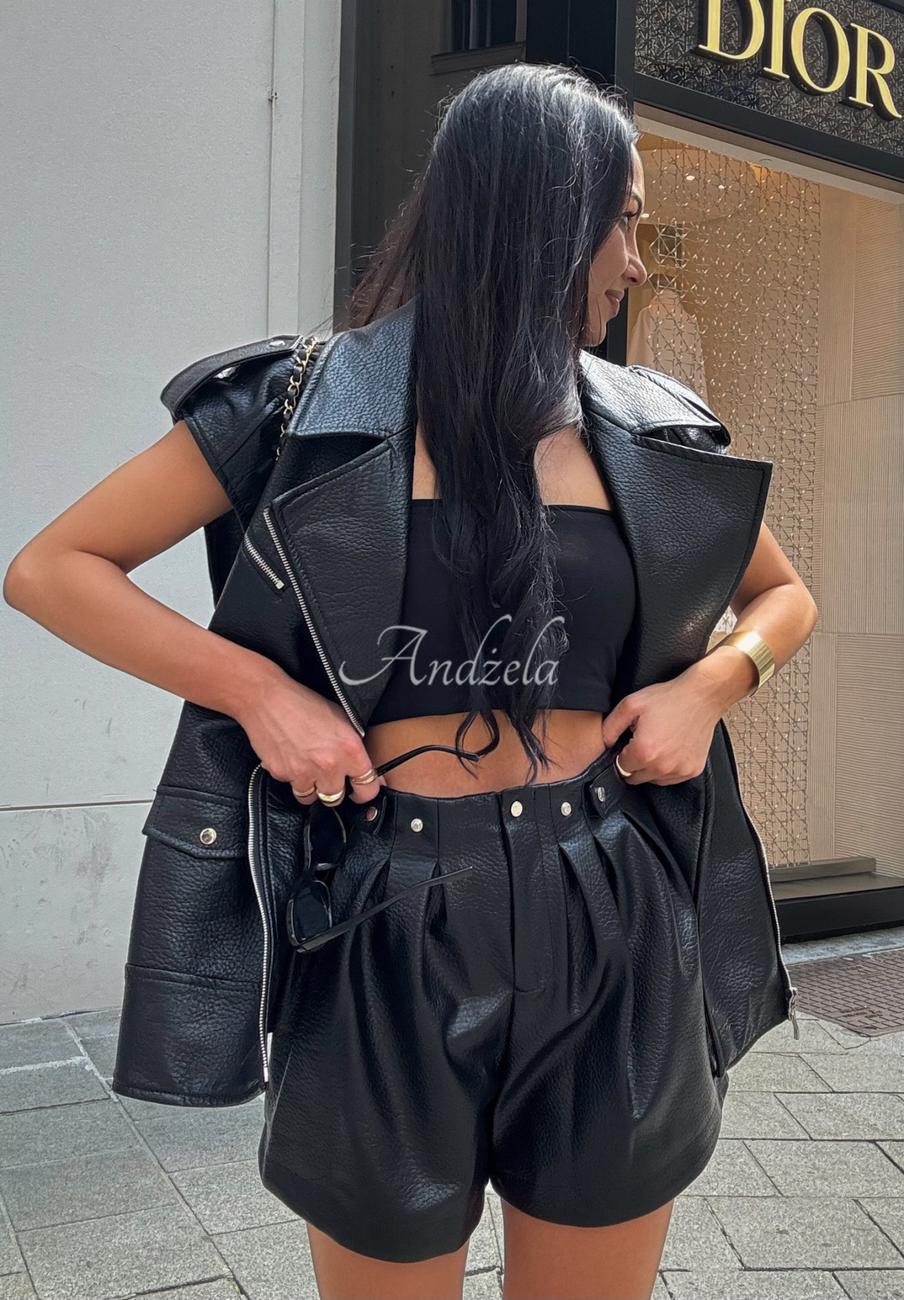 Kurze Shorts aus Kunstleder La Milla Back To Me Schwarz