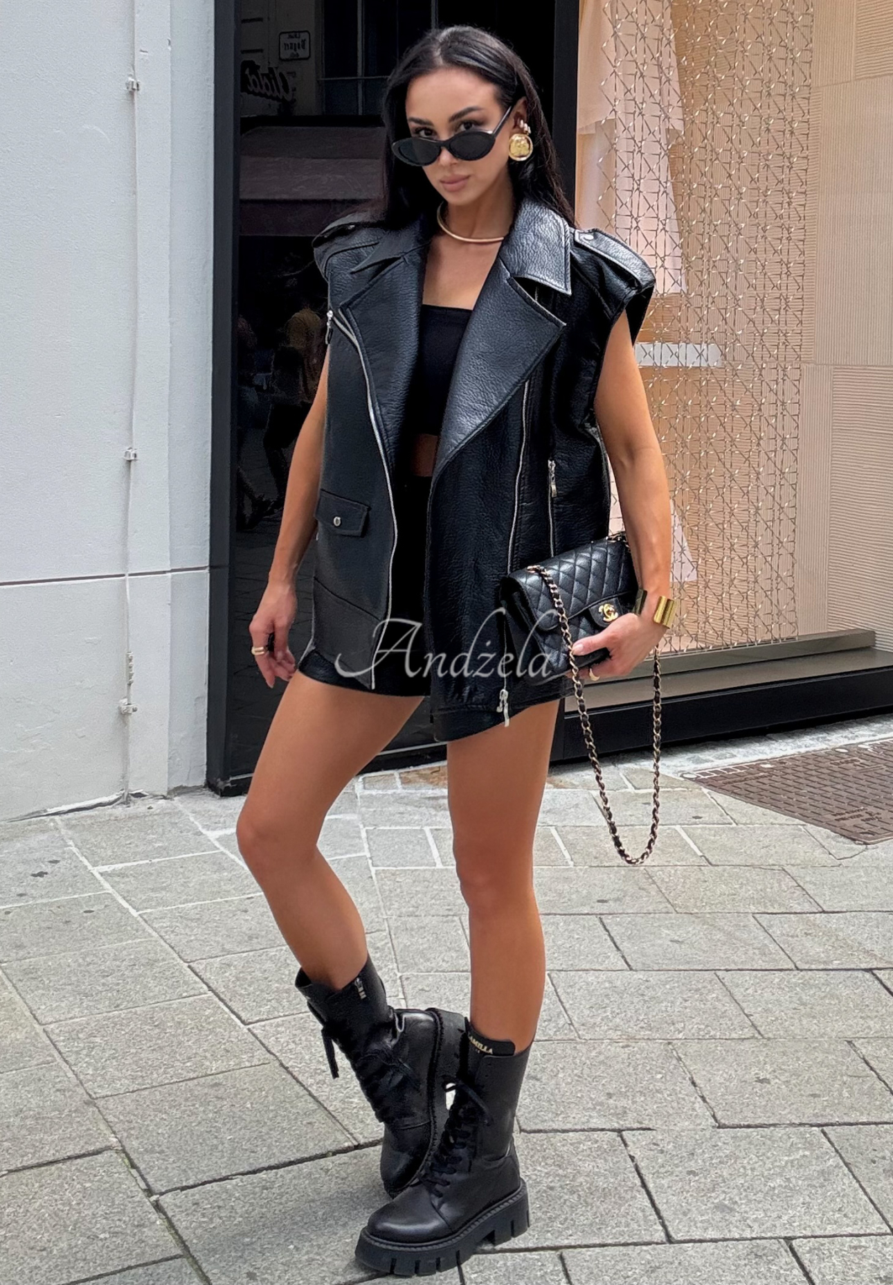 Kurze Shorts aus Kunstleder La Milla Back To Me Schwarz