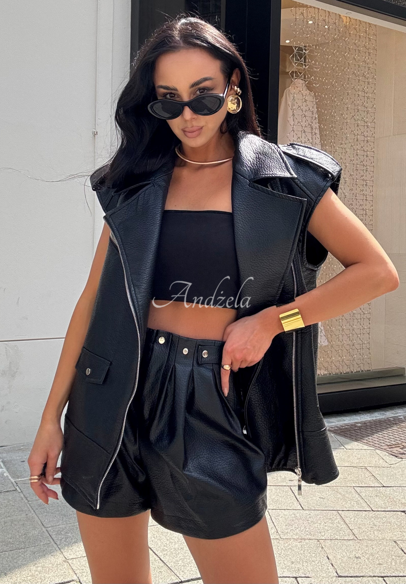 Kurze Shorts aus Kunstleder La Milla Back To Me Schwarz
