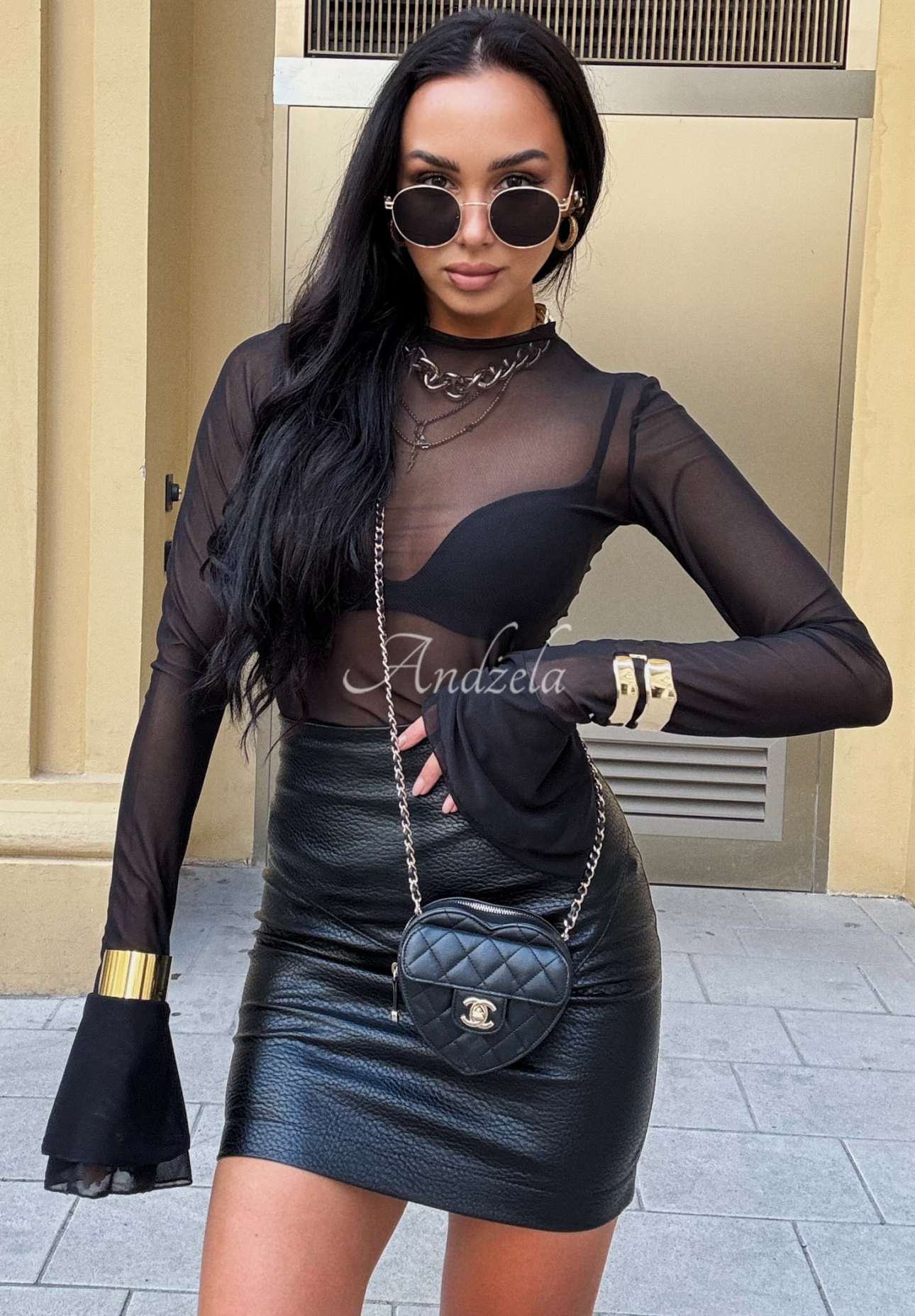 Netzbluse mit Rüschen La Milla Trust The Feeling Schwarz