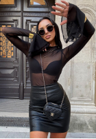 Siateczkowa Bluse z falbanką La Milla Trust The Feeling Schwarz