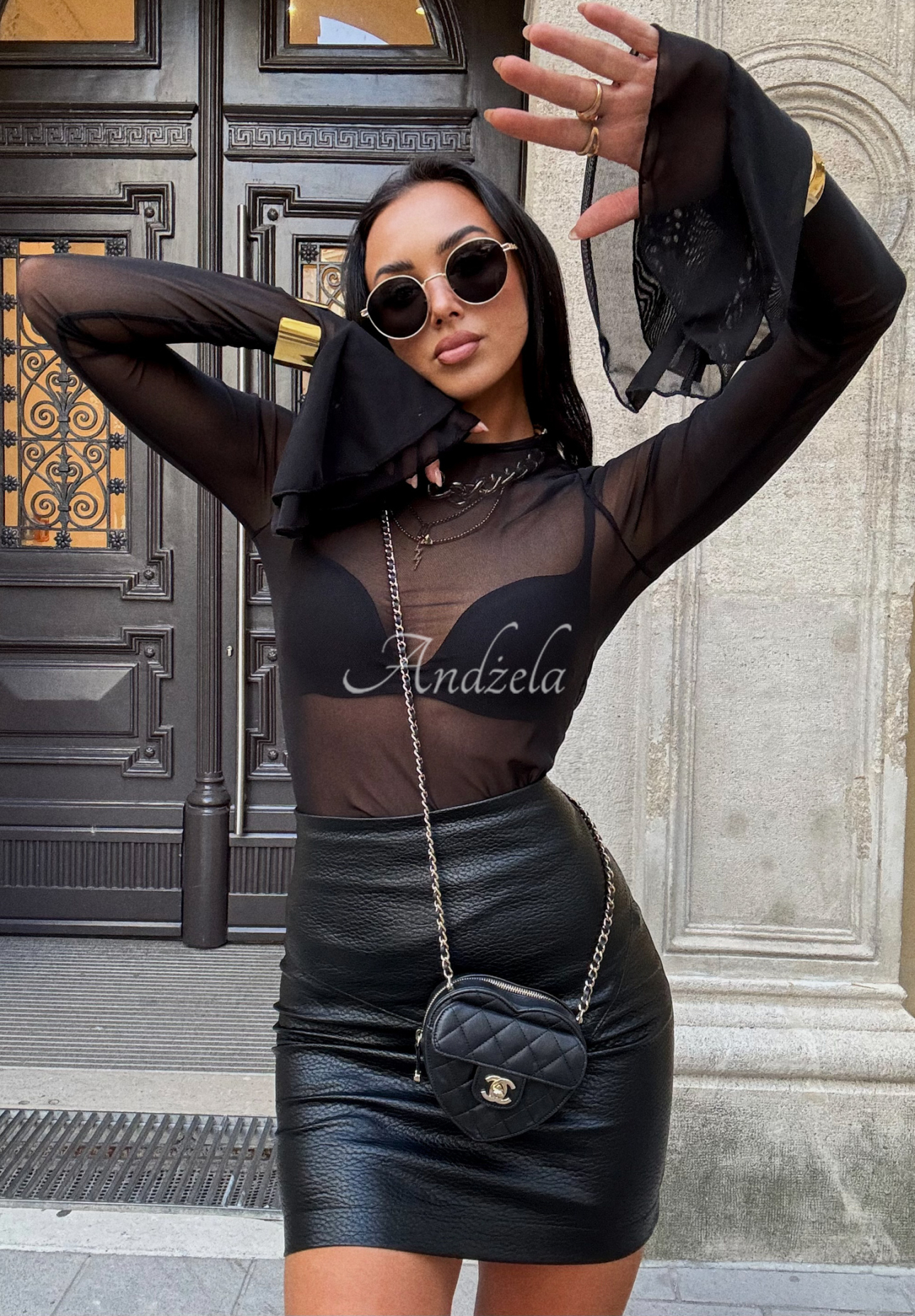 Netzbluse mit Rüschen La Milla Trust The Feeling Schwarz