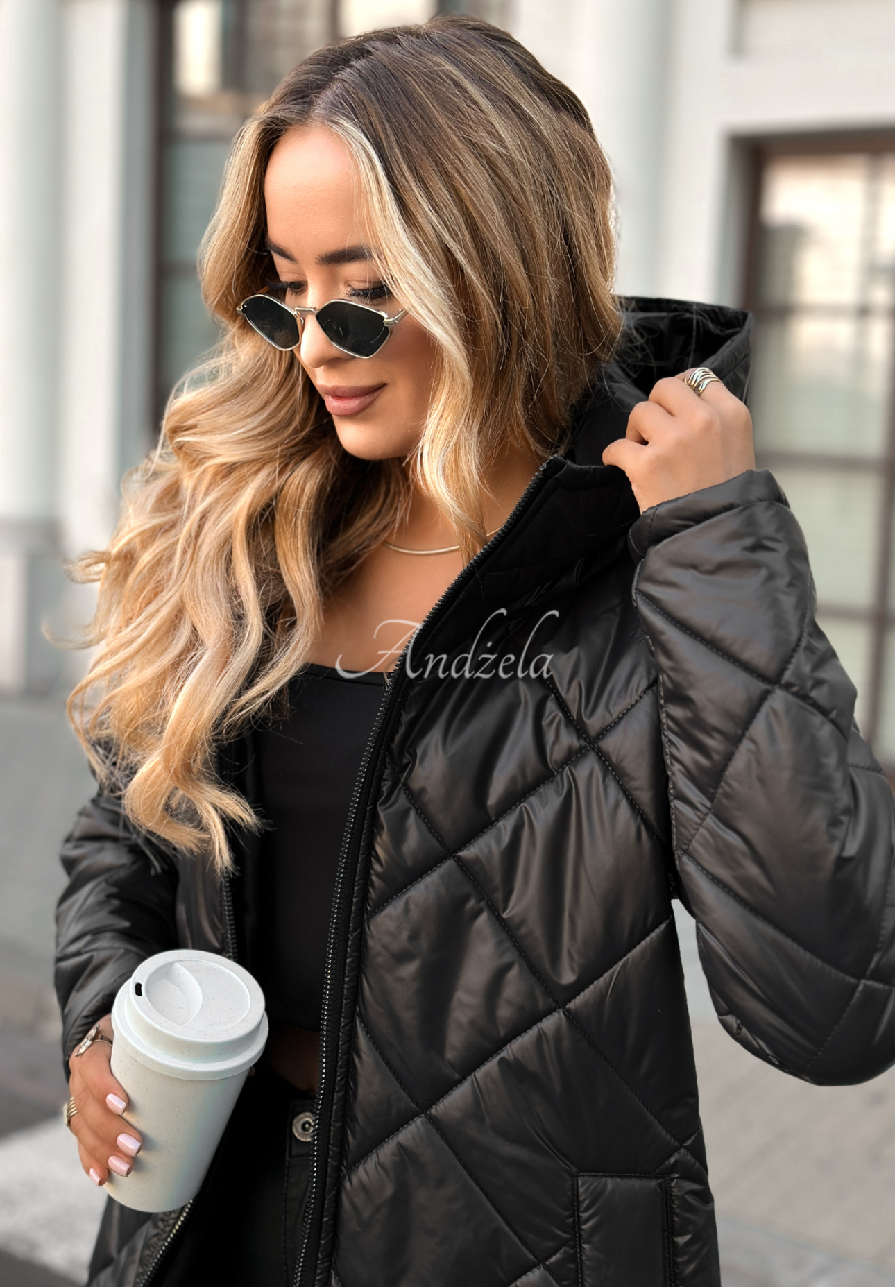 Lange Steppjacke Trust Your Intuition Schwarz