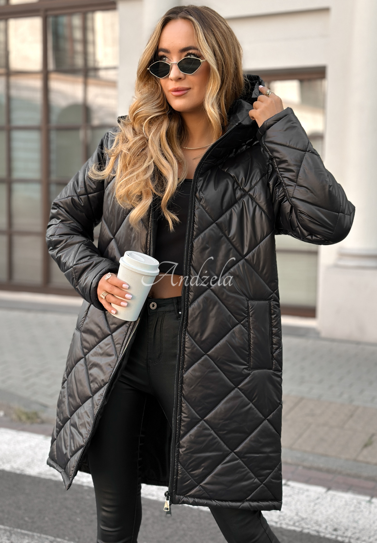 Lange Steppjacke Trust Your Intuition Schwarz