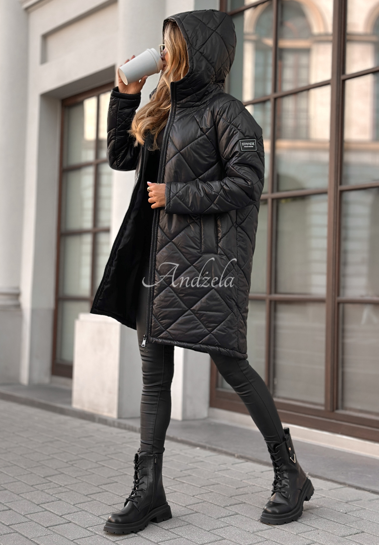Lange Steppjacke Trust Your Intuition Schwarz